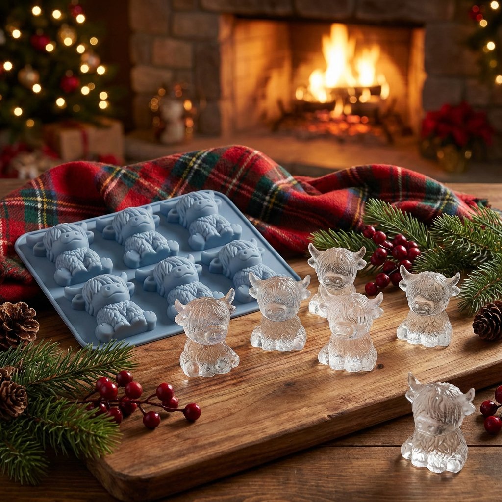 🐮 Mini Highland Cow Ice Cube & Dessert Mold 🧊🍪 Cute 3D Ice for Drinks, Parties & Gifts🎁