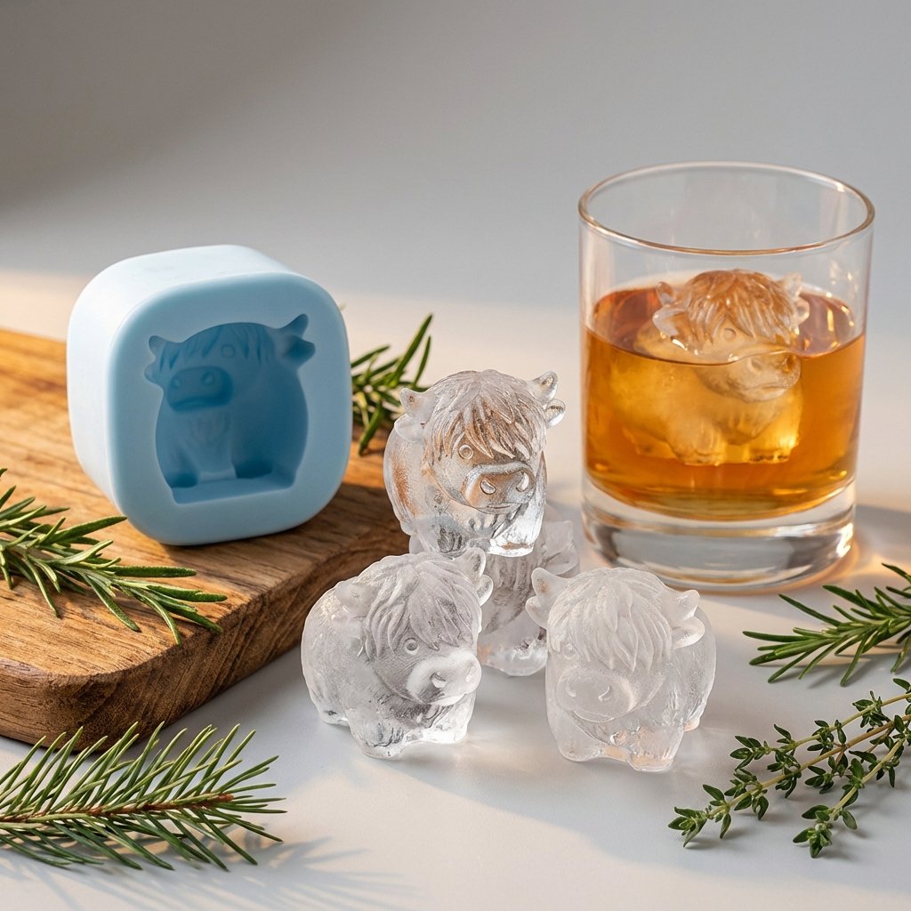 🐮 Mini Highland Cow Ice Cube & Dessert Mold 🧊🍪 Cute 3D Ice for Drinks, Parties & Gifts🎁