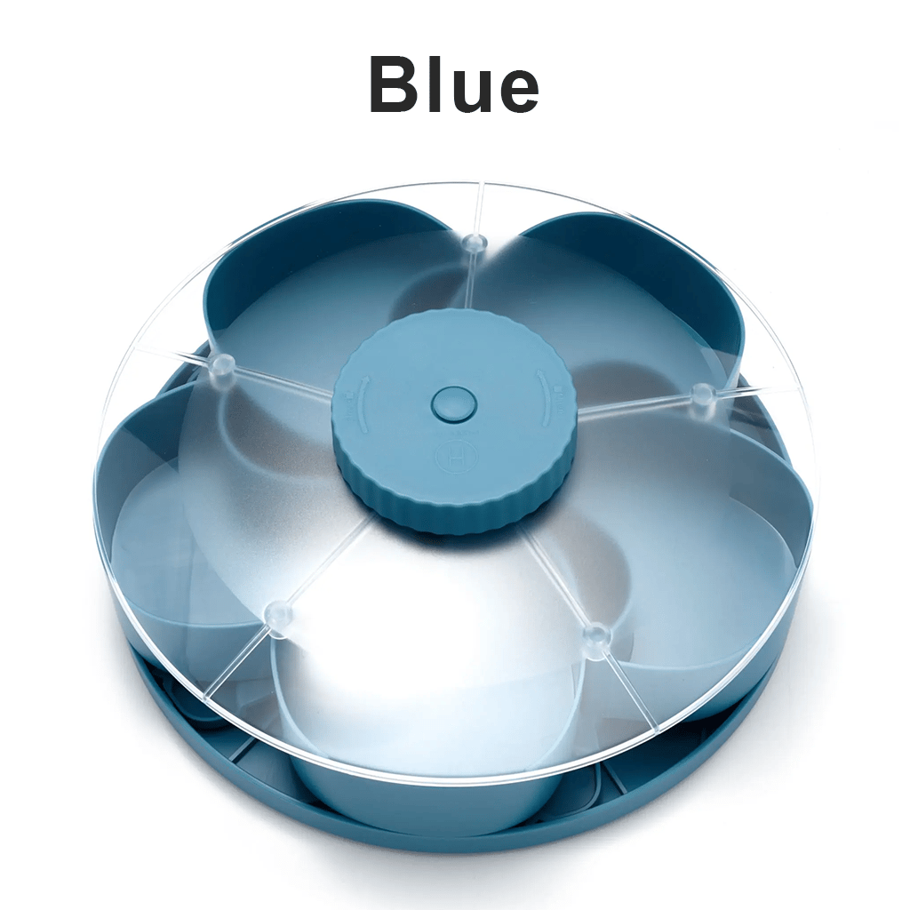 🍿✨Divided Spin & Snack Serving Tray – Rotating Lazy Susan Snack Tray with Compartments, Perfect for Fruit, Candy, Nuts & Party Snacks