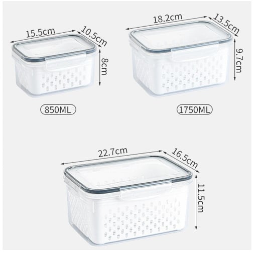 🔥Household transparent plastic food storage box-Including drain basket💧