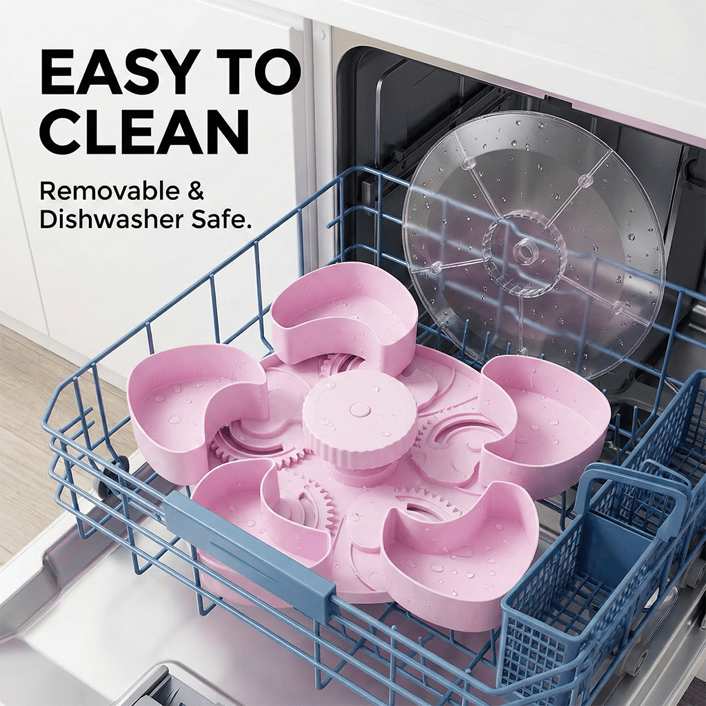 🍿✨Divided Spin & Snack Serving Tray – Rotating Lazy Susan Snack Tray with Compartments, Perfect for Fruit, Candy, Nuts & Party Snacks