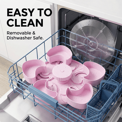 🍿✨Divided Spin & Snack Serving Tray – Rotating Lazy Susan Snack Tray with Compartments, Perfect for Fruit, Candy, Nuts & Party Snacks