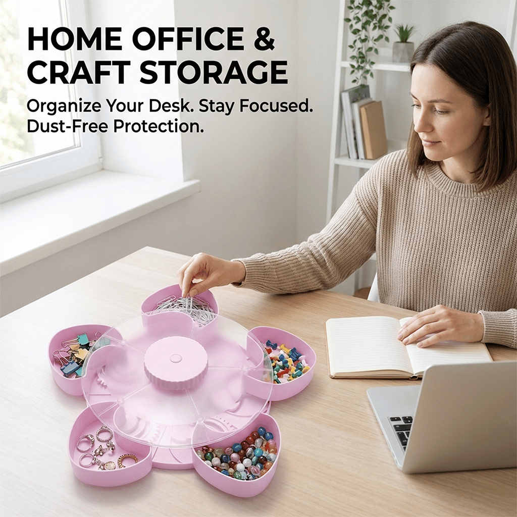 🍿✨Divided Spin & Snack Serving Tray – Rotating Lazy Susan Snack Tray with Compartments, Perfect for Fruit, Candy, Nuts & Party Snacks