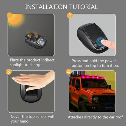 🚗Solar Car Roof RGB Strobe Light — No Wiring, No Drilling, Instant Visibility