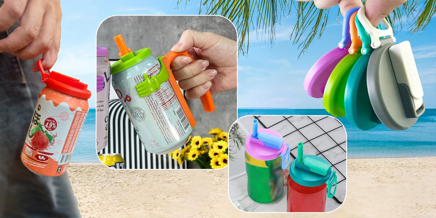 🥤🧊Soda Can Lid Holder with Handle — No Slips, No Cold Hands