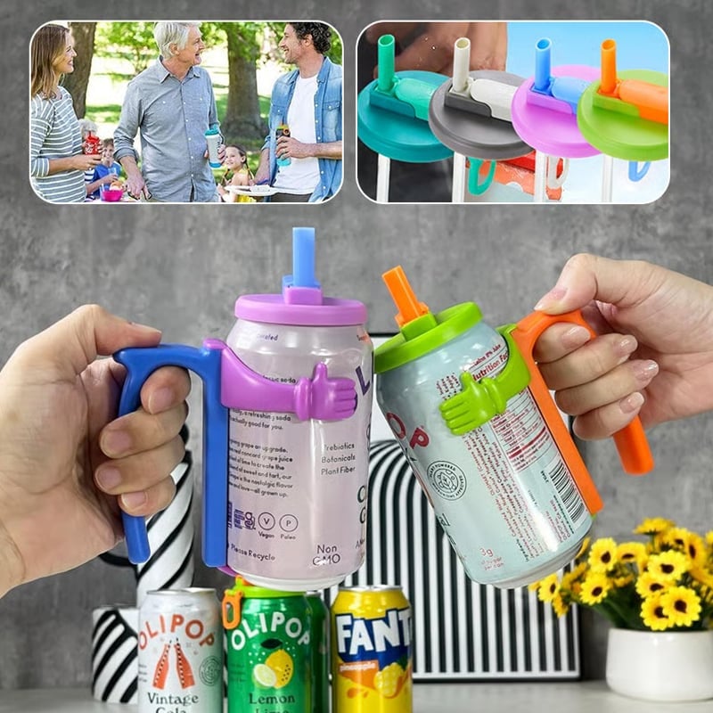 🥤🧊Soda Can Lid Holder with Handle — No Slips, No Cold Hands