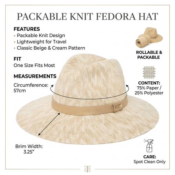 🔥Last Day 50% OFF - Packable Knit Fedora Hat