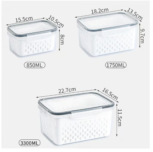 💖Household transparent plastic food storage box-Including drain basket💧
