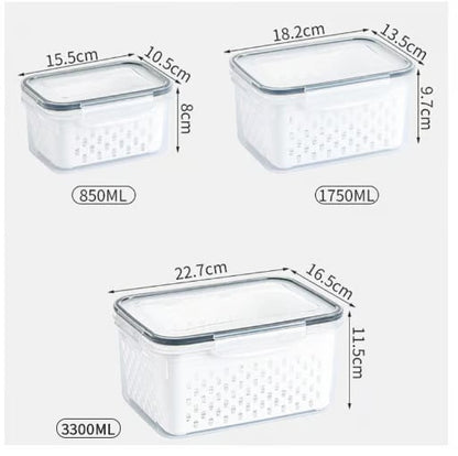 💖Household transparent plastic food storage box-Including drain basket💧