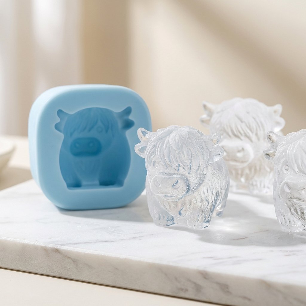 🐮 Mini Highland Cow Ice Cube & Dessert Mold 🧊🍪 Cute 3D Ice for Drinks, Parties & Gifts🎁