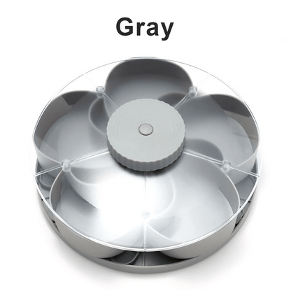 🍿✨Divided Spin & Snack Serving Tray – Rotating Lazy Susan Snack Tray with Compartments, Perfect for Fruit, Candy, Nuts & Party Snacks