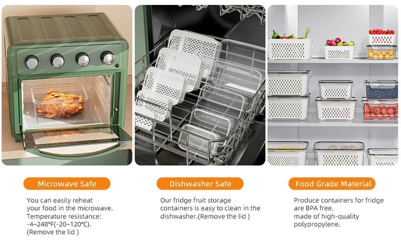 🔥Household transparent plastic food storage box-Including drain basket💧
