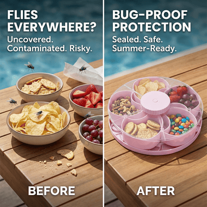 🍿✨Divided Spin & Snack Serving Tray – Rotating Lazy Susan Snack Tray with Compartments, Perfect for Fruit, Candy, Nuts & Party Snacks