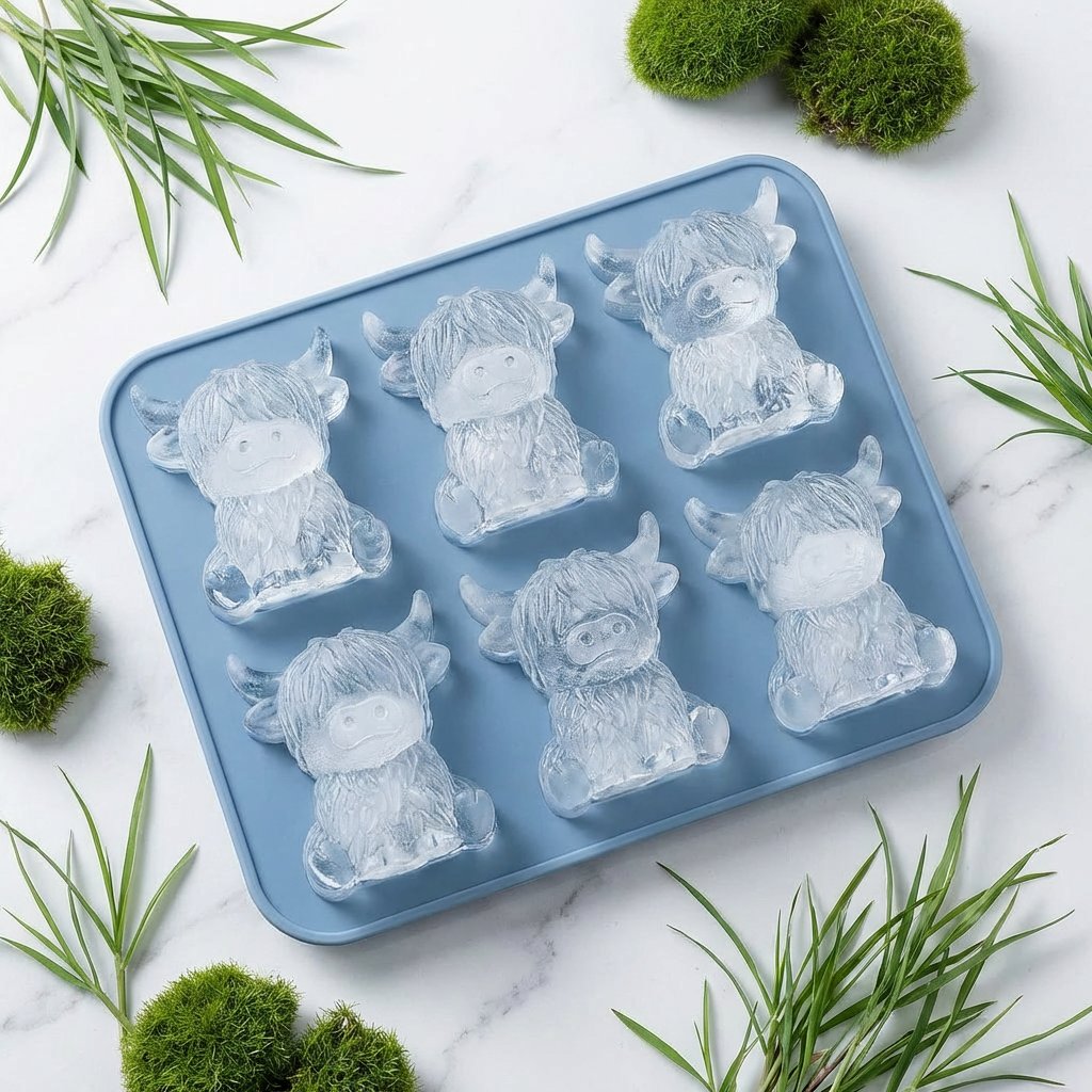 🐮 Mini Highland Cow Ice Cube & Dessert Mold 🧊🍪 Cute 3D Ice for Drinks, Parties & Gifts🎁