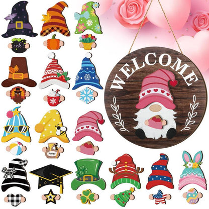 💫Interchangeable Wooden Gnome Decor Holiday Seasonal Gnome Decorations🚪