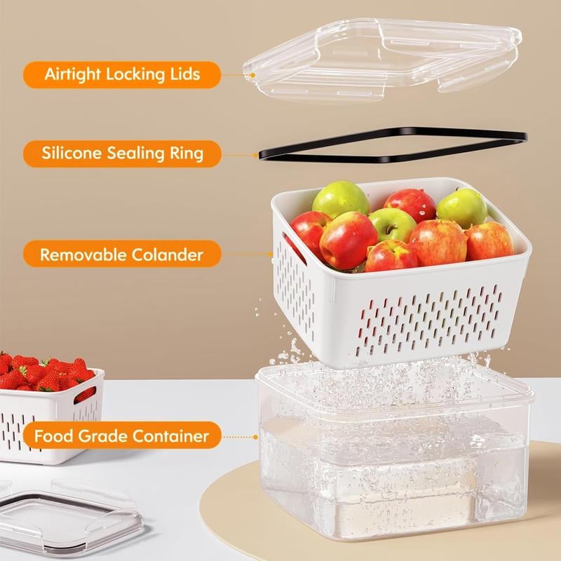 🔥Household transparent plastic food storage box-Including drain basket💧